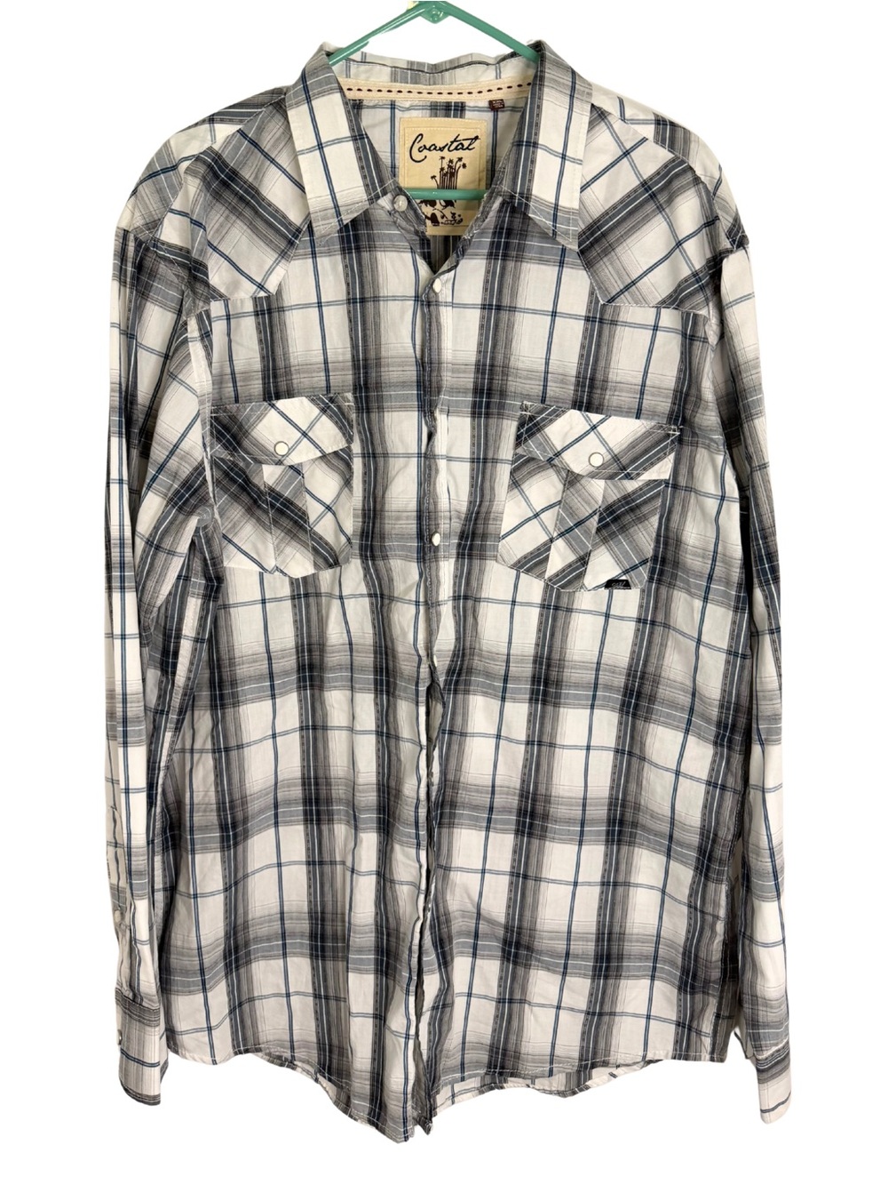 Coastal Men’s Plaid Long Sleeve Snap Closure Shirt